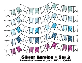 Preview of Glitter Bunting Banner Clipart - 5 graphics