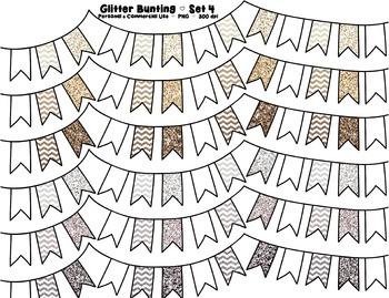 Preview of Glitter Bunting Banner Clipart - Neutral Colors - 7 graphics
