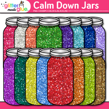 Preview of Glitter Calm Down Jar Clipart: Sensory Social Emotional Learning Clip Art PNG