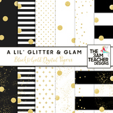 Glitter & Glam: Black and Gold Digital Papers Set