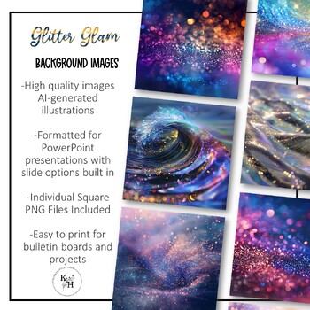 Preview of Glitter Glam Rainbow Background Images for Slide Presentations | PPT, PNG