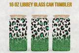 Glitter Leopard 16oz Libbey Glass Can 2