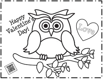 Valentine's Day Glitter Owl Cards with QR Codes by QR Queens | TpT