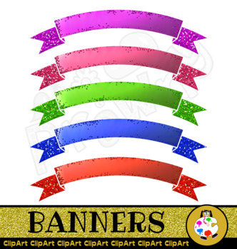 Afslut Ristede tornado Glitter Ribbon Banner Clip Art Designs by Prawny | TPT
