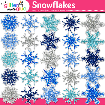 Glitter Snowflakes Clipart - Huckleberry Hearts