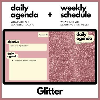 spoor kosten Uitstralen Glitter Themed Daily Agenda + Weekly Schedule for Google Slides | TPT