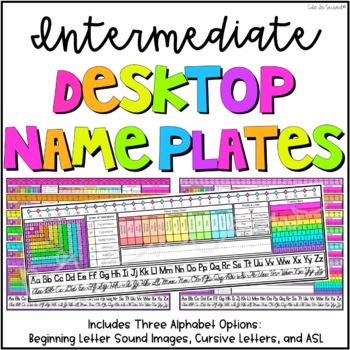 Preview of Glitter Themed Name Plates & Desk Helpers INTERMEDIATE Grades (customizable)