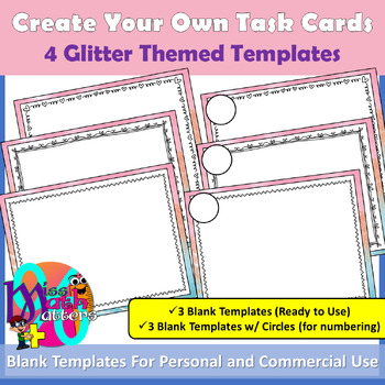 Preview of GlitterTask Card Templates - For Personal and Commercial Use - Glittery