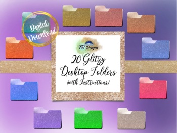 Preview of Glitzy Glitter Folders Desktop Folders
