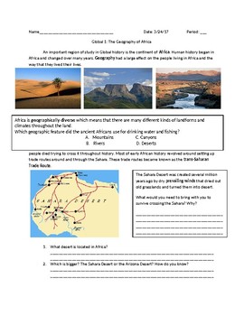 Preview of Global 1: Geography of Africa