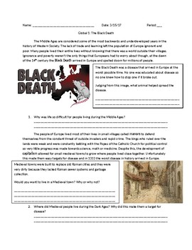 Preview of Global 1: The Black Death Middle Ages Guided Reading