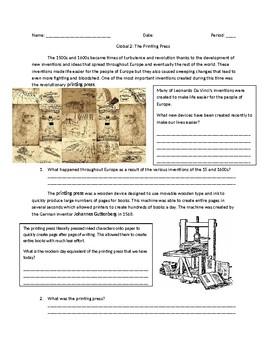 Preview of Global 1: The Printing Press