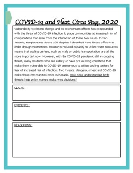 Preview of Global Climate Change #3 Science CER Reading/Writing Prompt