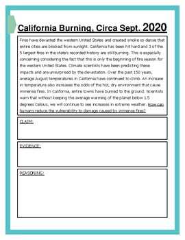 Preview of Global Climate Change #5 Science CER Reading/Writing Prompt