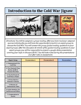 Preview of Global Cold War Conflict Cooperative Jigsaw Vocabulary & Assessment PDF