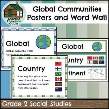 Preview of Global Communities Word Wall and Posters (Grade 2 Social Studies)