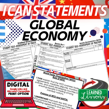 Preview of Global Economy I Can Statements & Posters Self-Assessment Economics