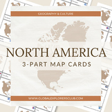 Global Explorers: North America 3-Part Montessori Map Cards