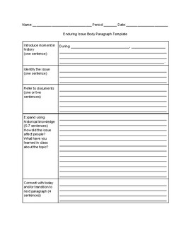 Preview of Global History Enduring Issue Essay Body Paragraph Template