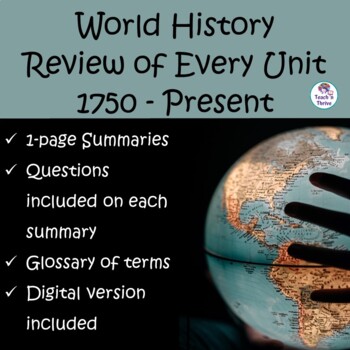 Preview of World History Whole Year Review Reading Passages 1750-Present, Print & Digital