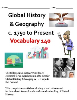 Preview of Global History II (1750 - Present) - Complete Essential Vocabulary Package