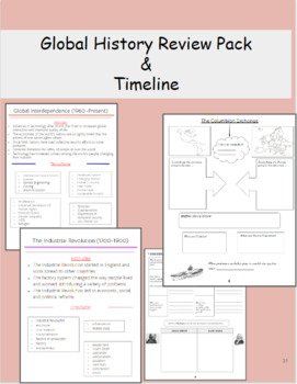 Preview of Global History Review Pack and Timeline (World History)