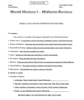 Preview of Global History World History I / II (Exam) Review Packets - Fully Customizable!