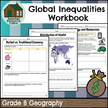 Preview of Global Inequalities: Economic & Quality of Life Workbook (Grade 8 Geography)