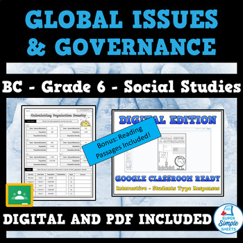 Preview of Global Issues and Governance - BC Grade 6 Reading & Activity Sheets Bundle