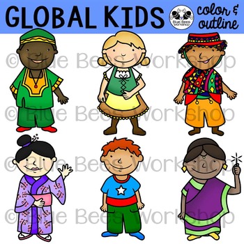 Preview of Multicultural Kids from Around the World Clip Art - Set 1