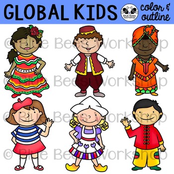 Preview of Multicultural Kids from Around the World Clip Art - Set 2
