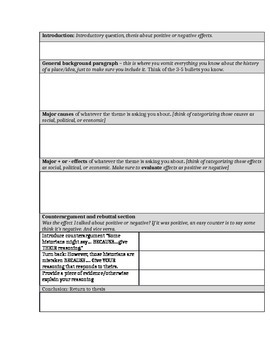 Preview of Global Regents Outline Cause and Effect and Counterargument