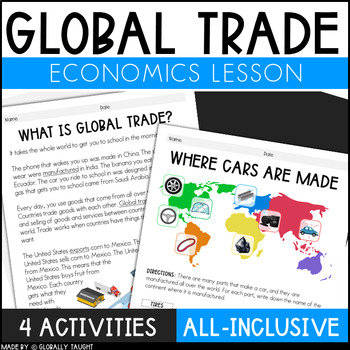Preview of Global Trade Lesson and International Trade Activities - Elementary Economics