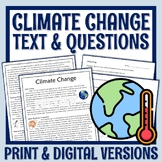 Global Warming Climate Change Reading Article and Workshee