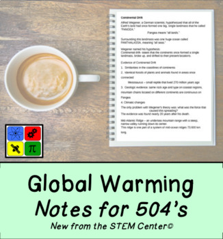 Preview of Global Warming Notes: Editable