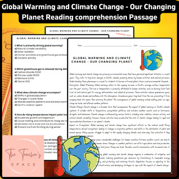 Preview of Global Warming and Climate Change - Our Changing Planet Reading Comprehension...