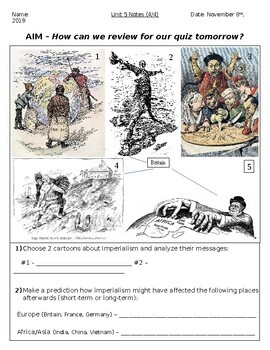 Preview of Global - Worksheet - Unit 05 - Imperialism: 1700s-1900s - 10th Grade - 4/4