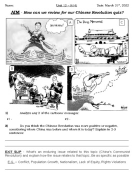 Preview of Global - Worksheet - Unit 13 - The Chinese Revolution - 10th Grade - 4/4