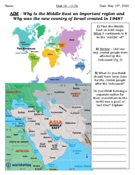 Preview of Global - Worksheet - Unit 16 - Conflicts in the Middle East - 10th Grade - 1/5