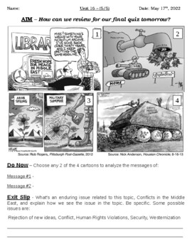 Preview of Global - Worksheet - Unit 16 - Conflicts in the Middle East - 10th Grade - 5/5