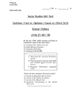 Preview of Global - Multiple Choice Skills - Cause vs. Effect - Units 01-20 - 10th Grade