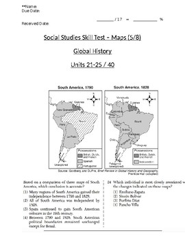 Preview of Global - Multiple Choice Skills - Maps - Units 01-05 - 10th Grade