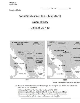 Preview of Global - Multiple Choice Skills - Maps - Units 06-10 - 10th Grade