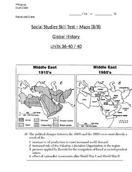 Preview of Global - Multiple Choice Skills - Maps - Units 16-20 - 10th Grade