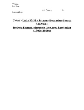 Preview of Global - Primary/Secondary Sources - 23/25 - Modern Economic Issues - 10th Grade