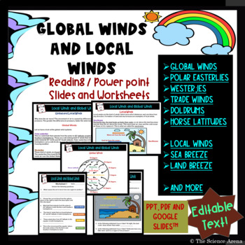 Preview of Global and Local Winds Reading Comprehension and Worksheets | PPT, PDF, Digital