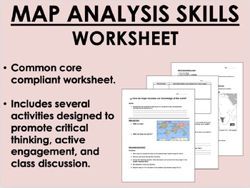 Preview of Map Analysis Skills worksheet - Political and Physical Maps