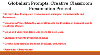 Preview of Globalism Prompts: Creative Classroom Presentation Project