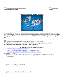Preview of Globalization Webquest
