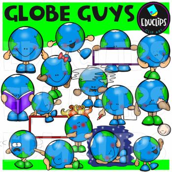 Preview of Globe Guys Clip Art Set - EARTH DAY {Educlips Clipart}